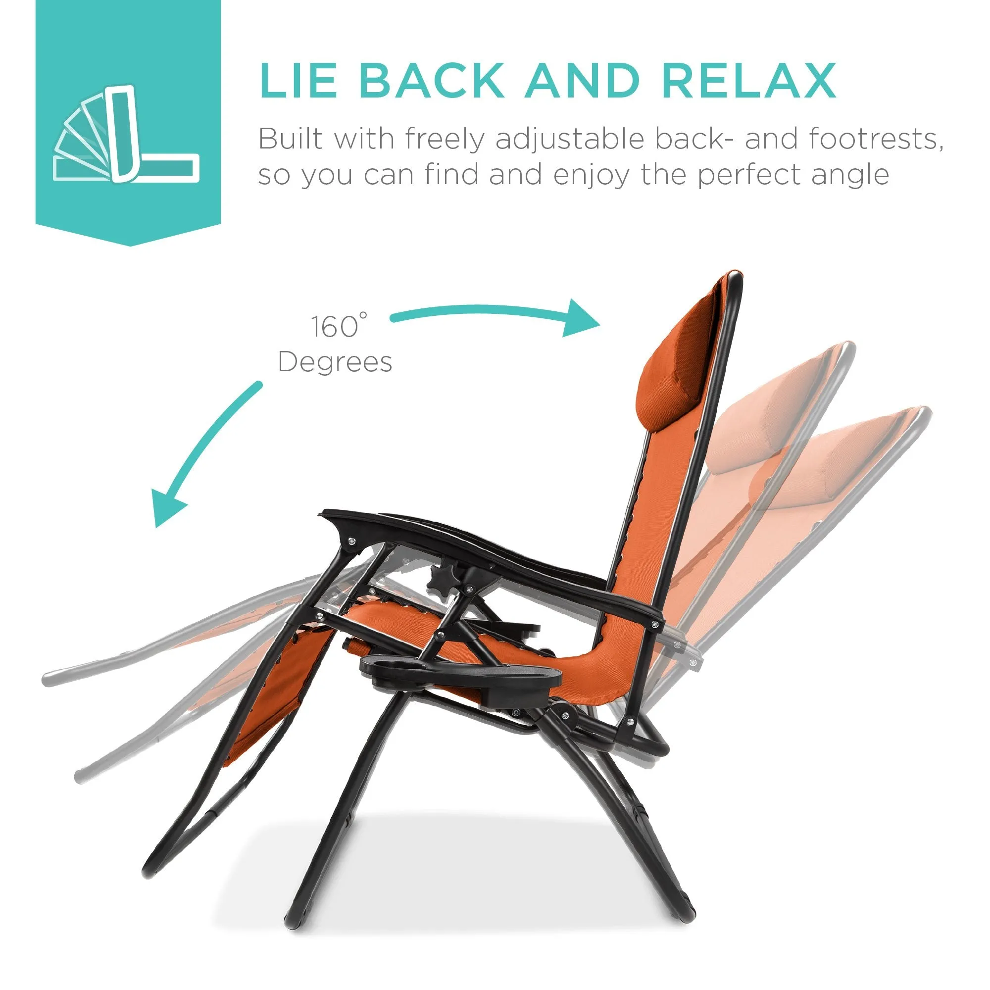 2-Person Double Wide Zero Gravity Chair Lounger w/ Cup Holders, Headrest