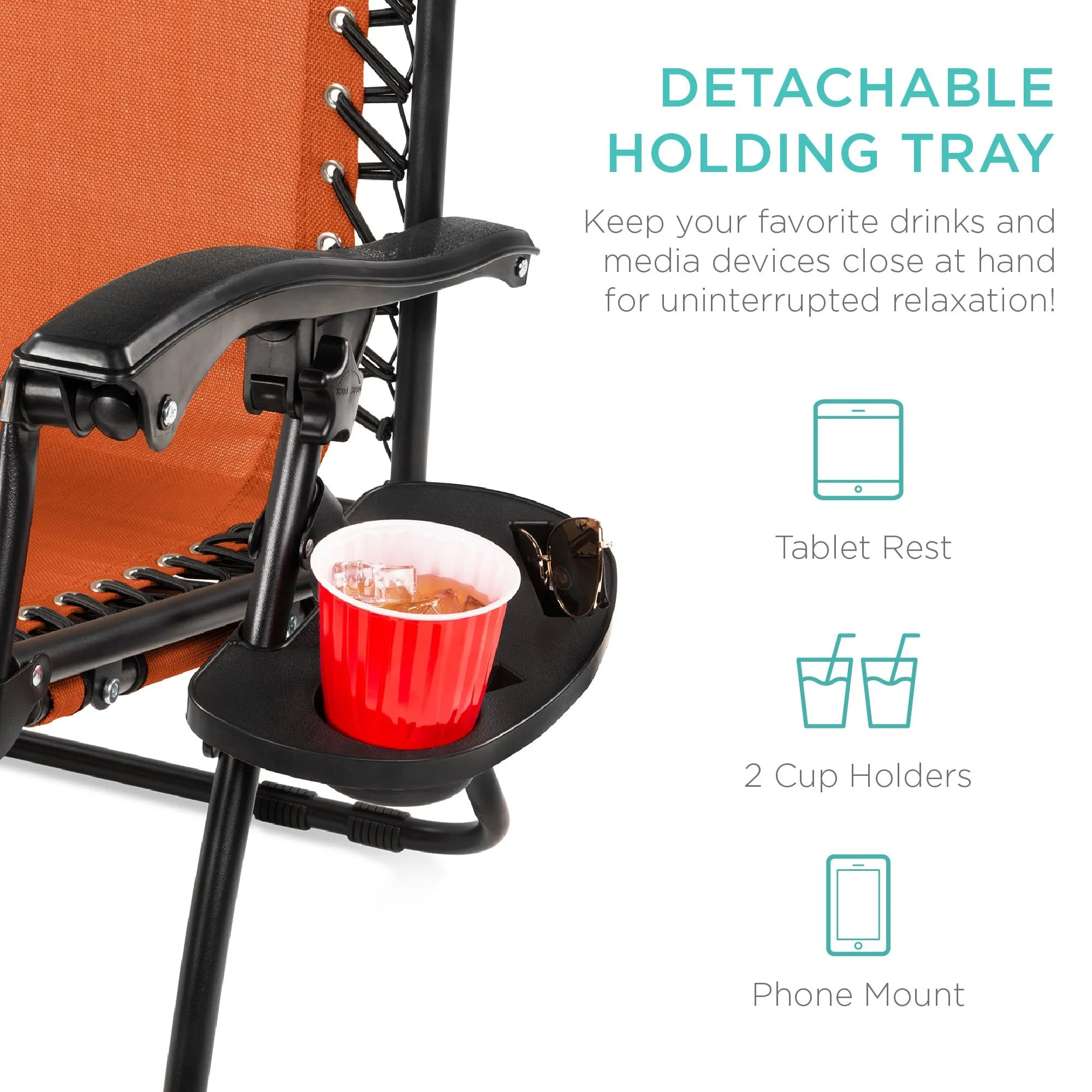 2-Person Double Wide Zero Gravity Chair Lounger w/ Cup Holders, Headrest