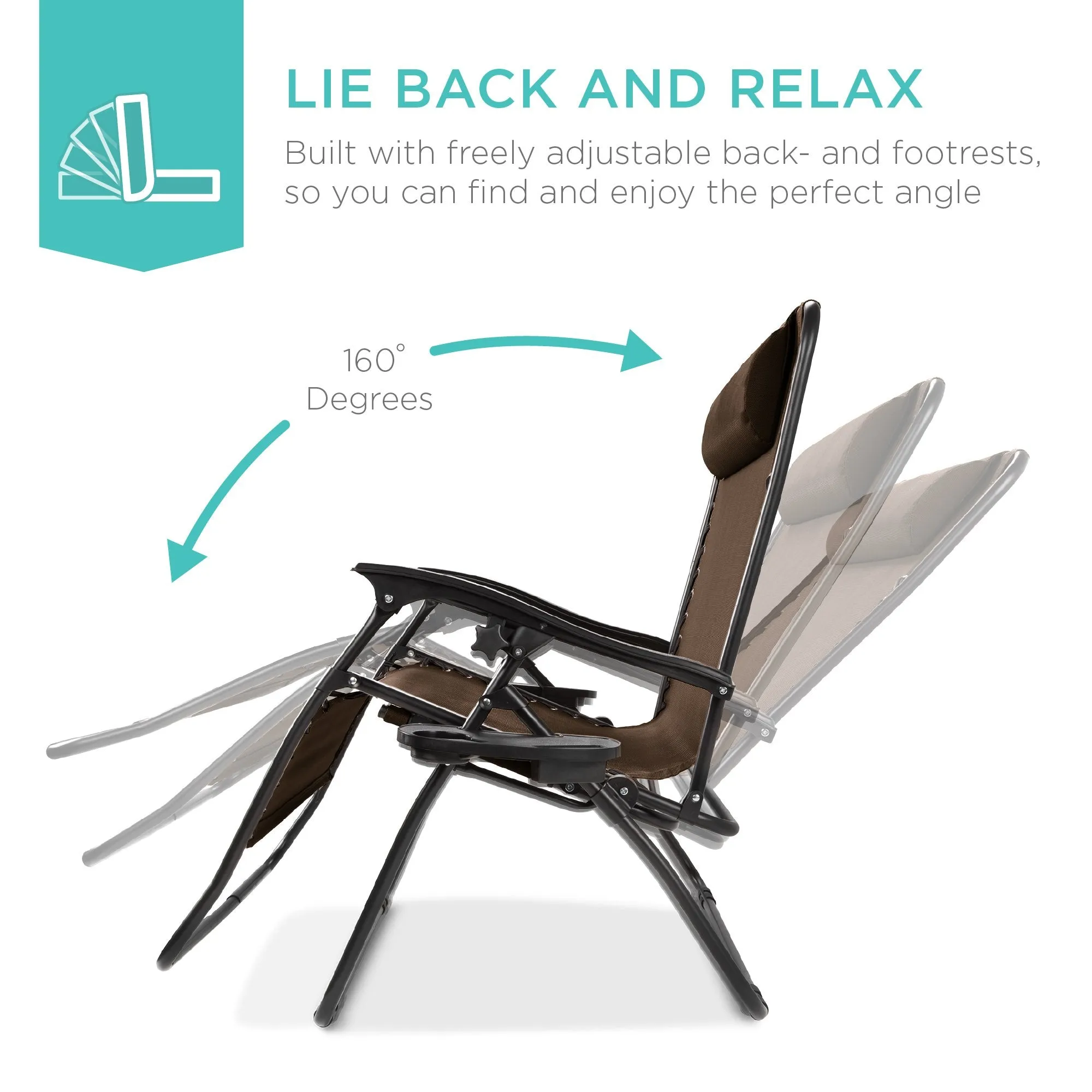 2-Person Double Wide Zero Gravity Chair Lounger w/ Cup Holders, Headrest