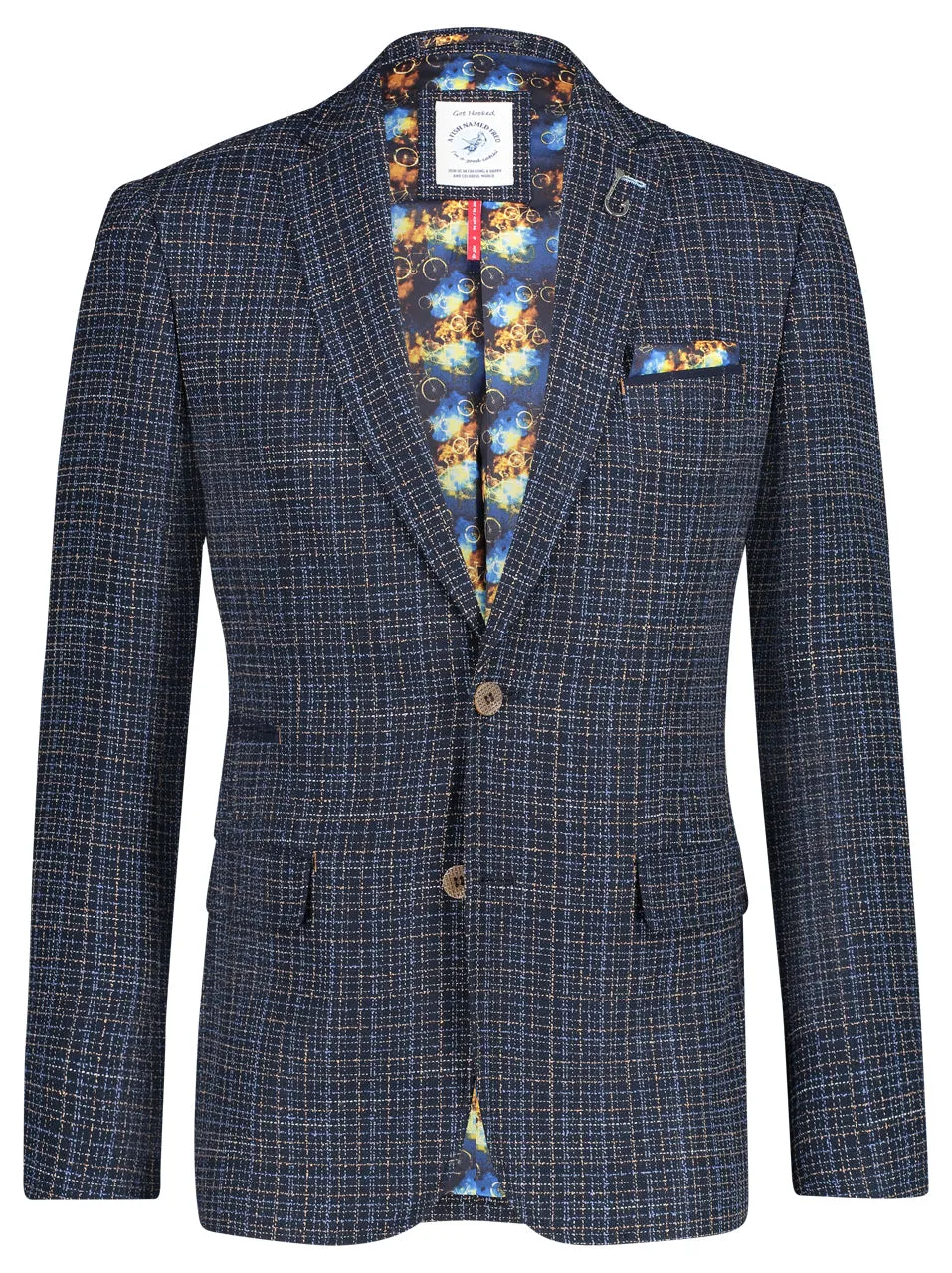Blauwe geweven blazer | A Fish Named Fred blazer heavy woven blue