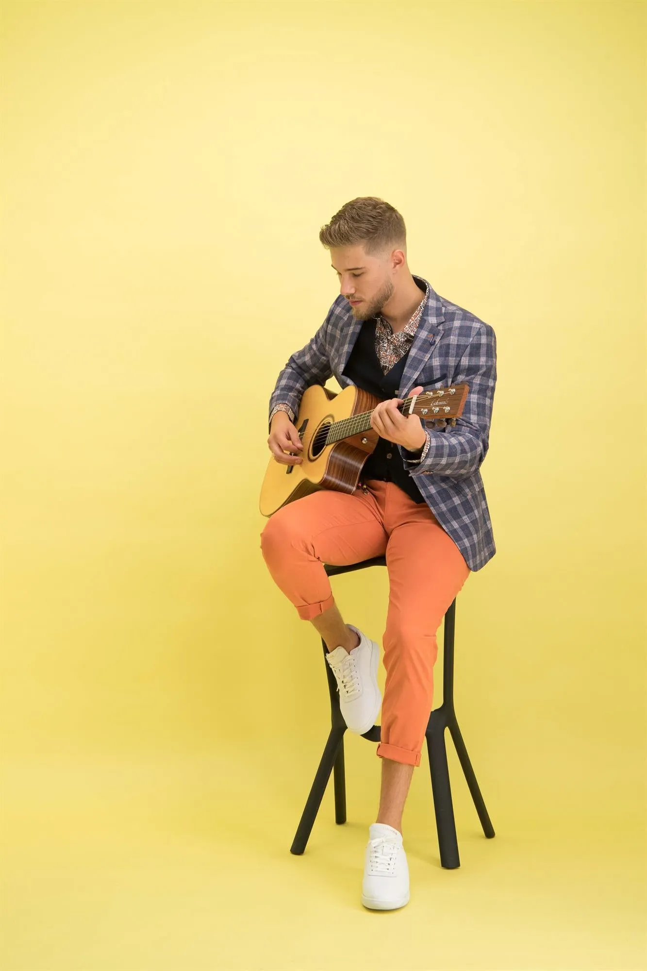 Blazer met 2 knopen | A fish named Fred blazer small blue orange check blue