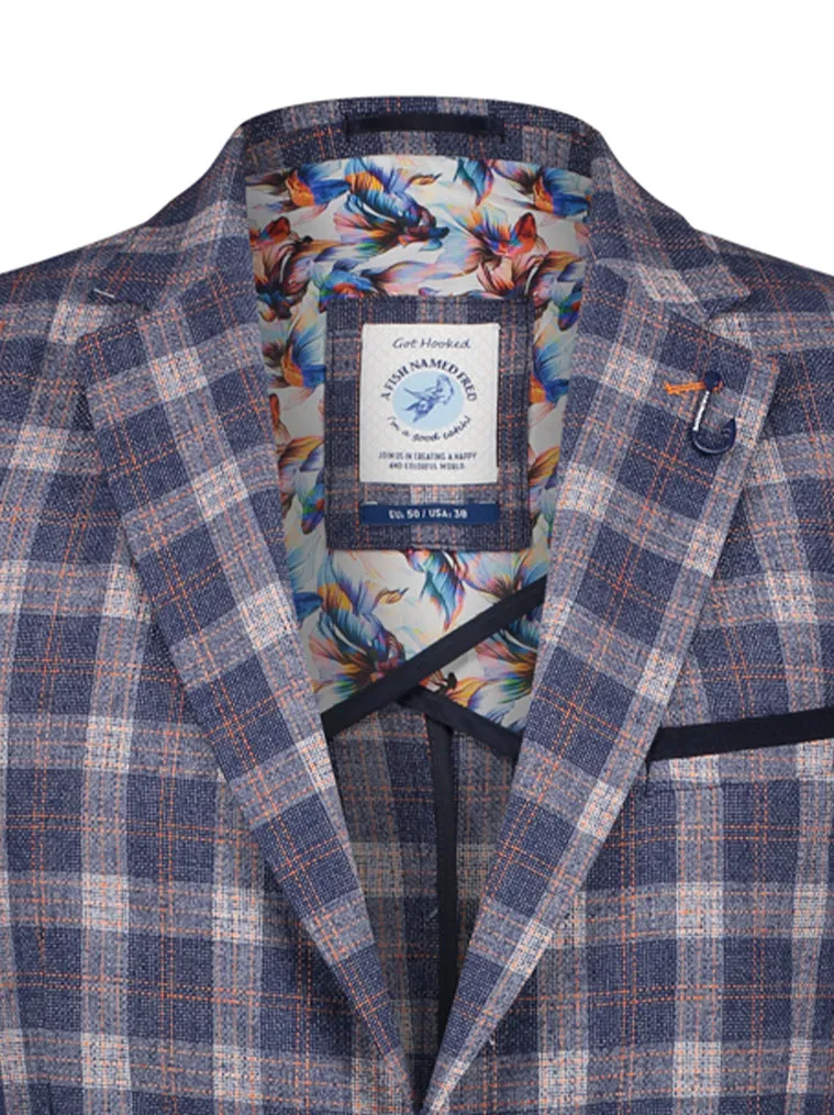 Blazer met 2 knopen | A fish named Fred blazer small blue orange check blue