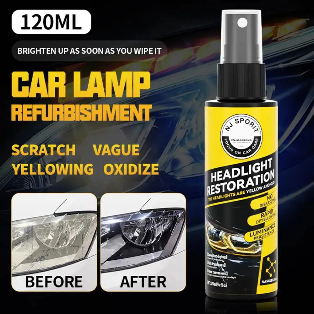Car Headlight Coating Spray Liquid Car Light Cleaner And Restorer UV Resistant Long Lasting Head Light Coating Spray For car SUV