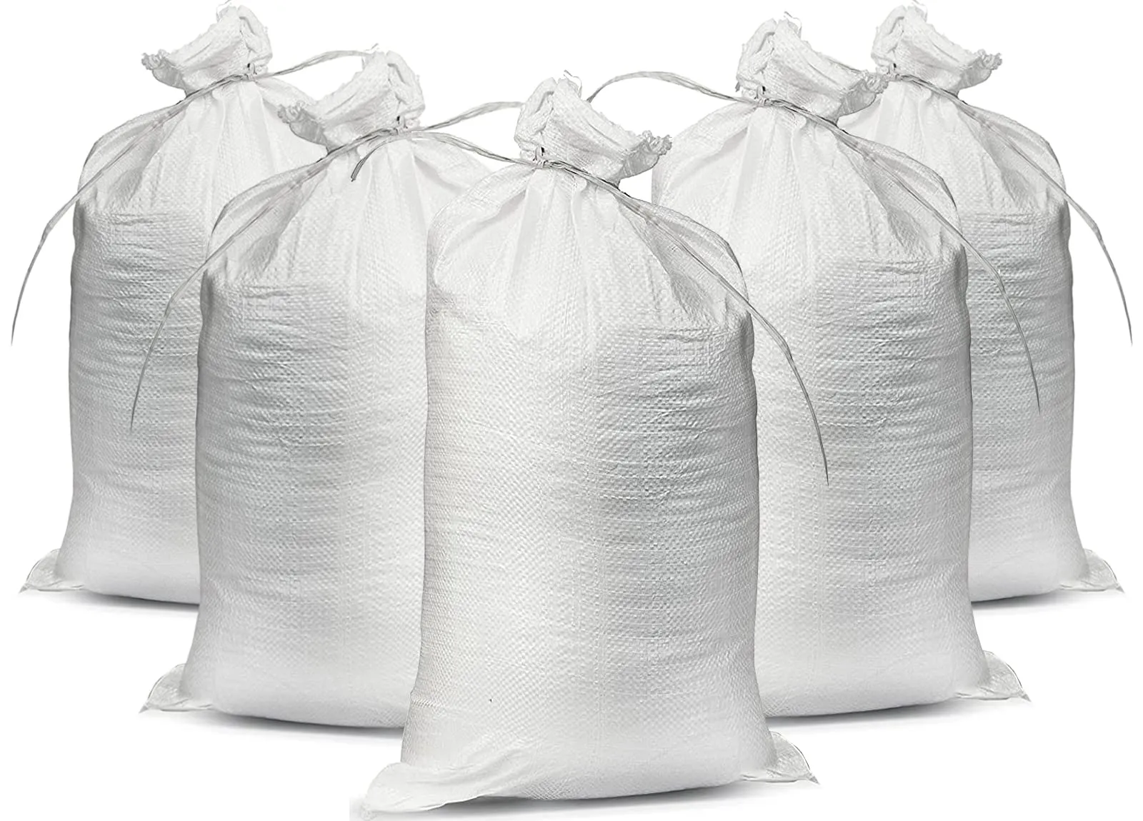 Empty White Sandbags with Ties (Bundle of 10) 14" x 26" - Woven Polypropylene Sand bags, Sandbags for Hurricane Flooding, Sand Bags Flood Protection