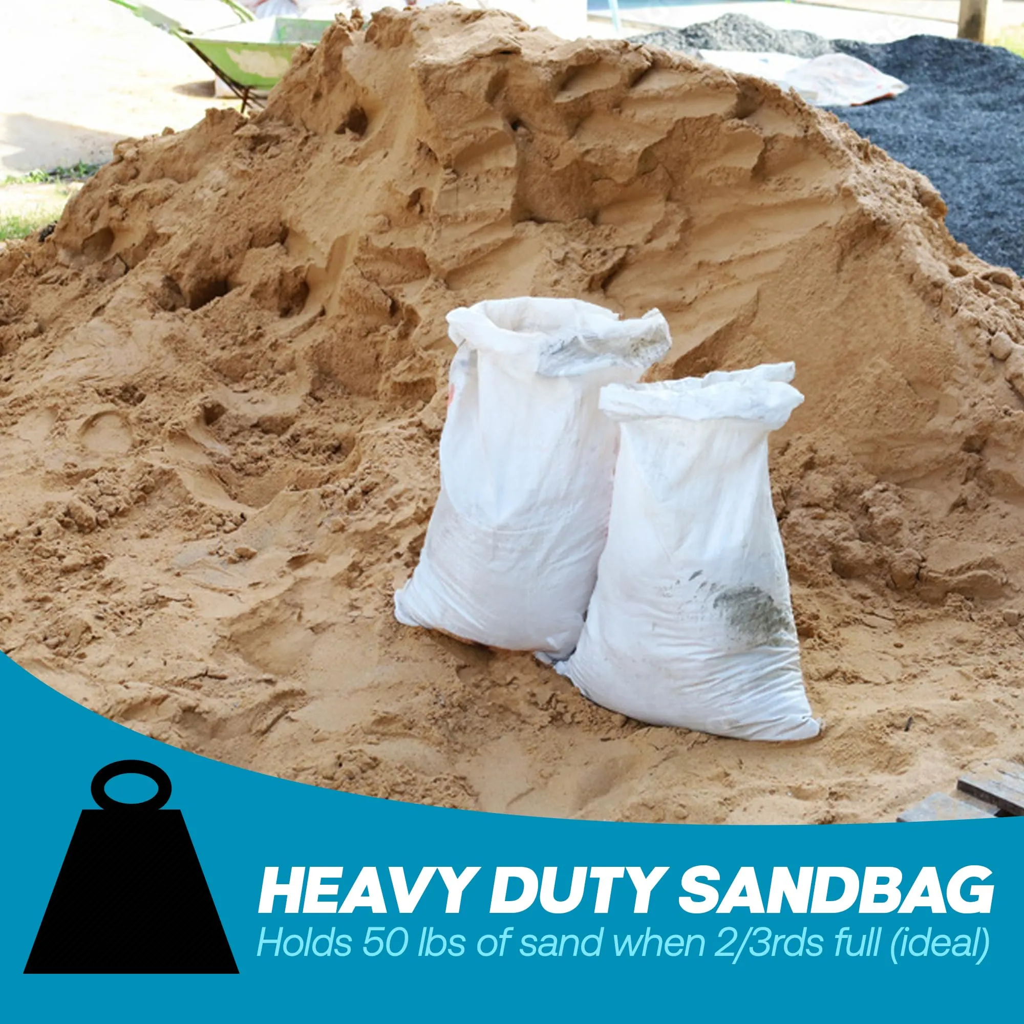 Empty White Sandbags with Ties (Bundle of 10) 14" x 26" - Woven Polypropylene Sand bags, Sandbags for Hurricane Flooding, Sand Bags Flood Protection