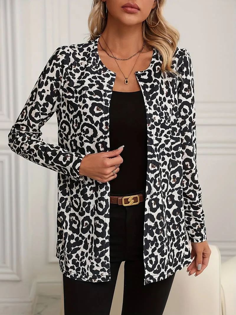 Marbella  Trendy lange blazer met luipaardprint voor dames