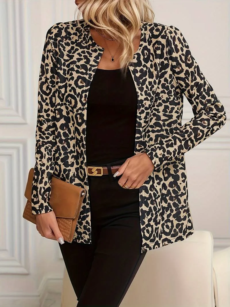 Marbella  Trendy lange blazer met luipaardprint voor dames