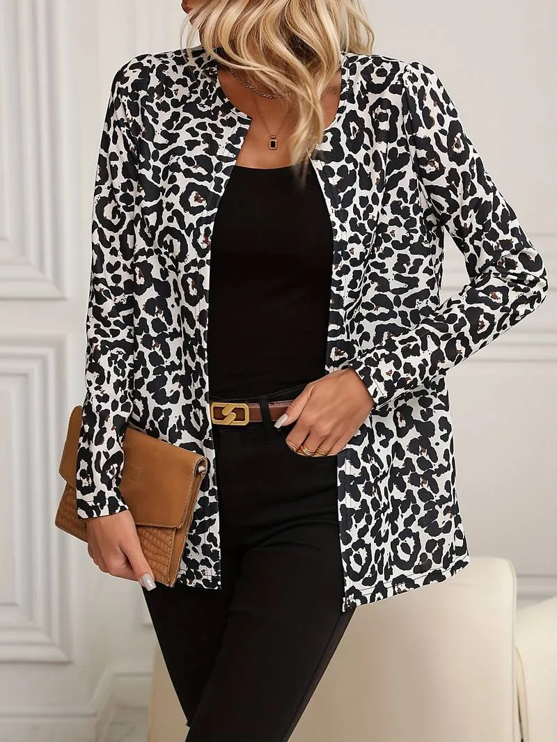 Marbella  Trendy lange blazer met luipaardprint voor dames