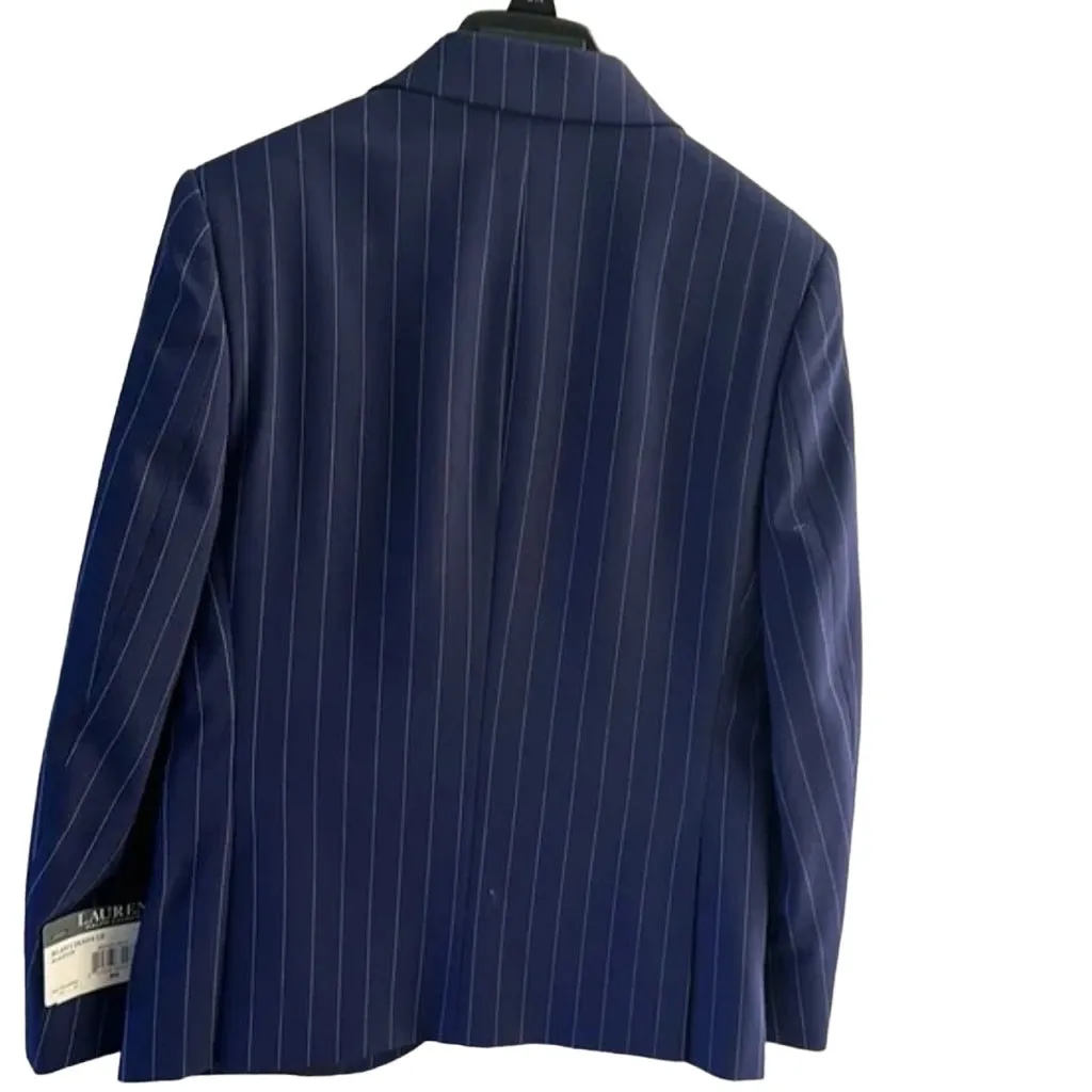 New Lauren Ralph Lauren Boys Blayton Pin Stripe Blue Button Blazer Size 20 R