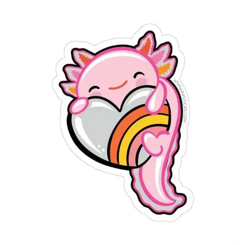 Pipsticks Vinyl Sticker Kawaii Axolotl Love In My Heart