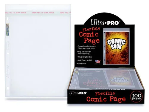 Ultra Pro 3-Hole Flexible Current and Silver Age Size Comic Pages - Full Box of 100 Sheets